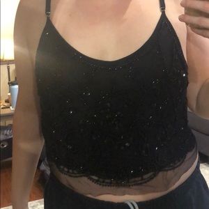 Black sequin crop top